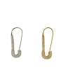 thumb Brass Cubic Zirconia Geometric  Pin Vintage Stud Earring 3