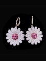 thumb Brass Cubic Zirconia Multi Color Flower Statement Cluster Earring 1