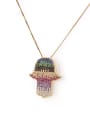 thumb Brass Cubic Zirconia Multi Color Hand Of Gold Dainty Necklace 1