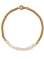 thumb Brass Imitation Pearl Geometric Minimalist Link Bracelet 3