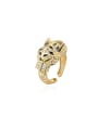 thumb Brass Enamel Cubic Zirconia Leopard Trend Band Ring 0