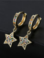 thumb Brass Cubic Zirconia Star Vintage Huggie Earring 2