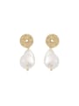 thumb Copper Freshwater Pearl White Geometric Minimalist Drop Trend Korean Fashion Earring 0
