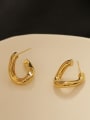 thumb Brass Heart Minimalist Simple twisted lines Stud Earring 2