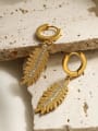 thumb Brass Cubic Zirconia Feather Trend Stud Earring 3
