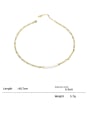 thumb Brass Freshwater Pearl Vintage Asymmetrical Chain Necklace 2