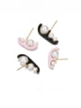 thumb Brass Imitation Pearl Enamel Geometric Minimalist Stud Earring 2