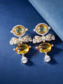thumb Brass Cubic Zirconia Irregular Luxury Drop Earring 0