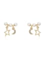 thumb Copper Imitation Pearl Star Moon Minimalist Stud Trend Korean Fashion Earring 0