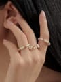 thumb Brass Imitation Pearl Geometric Cute Elastic Rope Bead Ring 2