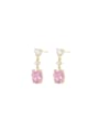 thumb Brass Cubic Zirconia Pink Geometric Dainty Stud Earring 0
