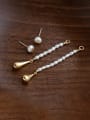 thumb Brass Imitation Pearl Water Drop Minimalist  Long Drop Earring 0