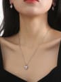 thumb Titanium Steel Cubic Zirconia Dainty Heart Pink Earring and Necklace Set 2