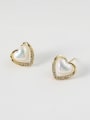 thumb Brass Imitation Pearl Heart Minimalist Stud Trend Korean Fashion Earring 2