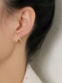 thumb Brass Cubic Zirconia Cross Minimalist Clip Earring 1