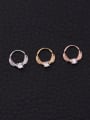 thumb Brass  with Cubic Zirconia White Minimalist Hoop Earring 2