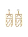 thumb Copper Cubic Zirconia Letter Dainty Drop Trend Korean Fashion Earring 0