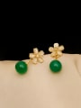 thumb Brass Imitation Pearl Flower Minimalist Drop Earring 0