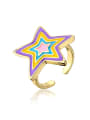 thumb Brass Enamel Five-pointed star Trend Band Ring 0