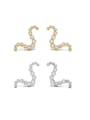 thumb Brass Cubic Zirconia Irregular Bending Minimalist Stud Earring 0