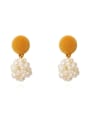 thumb Copper Imitation Pearl Ball Minimalist Huggie Trend Korean Fashion Earring 0