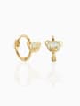 thumb Brass Opal Bear Cute Huggie Earring 3