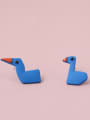 thumb Alloy Enamel  Cute  Blue asymmetric cartoon cute little duck  Stud Earring 4