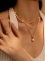 thumb Brass Imitation Pearl Geometric Minimalist Beaded Necklace 1