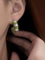 thumb Brass Cotton thread Geometric Minimalist Stud Earring 1