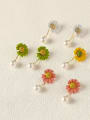 thumb Brass Imitation Pearl Enamel Flower Cute Drop Trend Korean Fashion Earring 0