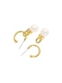 thumb Brass Imitation Pearl Geometric Hip Hop Drop Earring 2