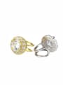 thumb Brass  Round Cubic Zirconia  Dainty Clip Earring 0