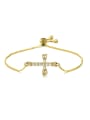 thumb Brass Cubic Zirconia Cross Minimalist Adjustable Bracelet 0