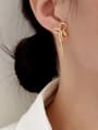 thumb Brass Cubic Zirconia Bowknot Minimalist Drop Earring 1
