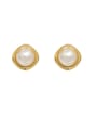 thumb Brass Imitation Pearl Square Minimalist Clip Earring 0