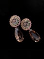 thumb Brass Cubic Zirconia Multi Color Water Drop Vintage Cluster Earring 2