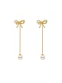 thumb Brass Imitation Pearl Bowknot Minimalist Drop Trend Korean Fashion Earring 2