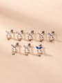 thumb Brass Cubic Zirconia Bowknot Hip Hop Single Earring(Single-Only One) 0