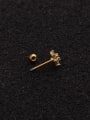 thumb Brass Cubic Zirconia Flower Minimalist Stud Earring 3
