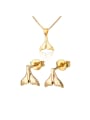 thumb Brass Cute Smooth Fish  Earring and Necklace Set 0