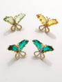 thumb Brass Cubic Zirconia Multi Color Butterfly Cute Stud Earring 1