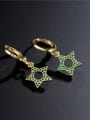 thumb Brass Cubic Zirconia Five-pointed star Vintage Huggie Earring 2