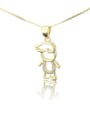 thumb Brass Cubic Zirconia  Cute boy Pendant  Necklace 0