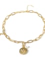 thumb Brass Freshwater Pearl Coin Vintage Necklace 4