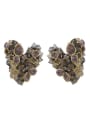 thumb Zinc Alloy Natural Stone Heart Luxury Cluster Earring 2