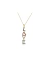 thumb Brass Cubic Zirconia Letter Dainty Necklace 0