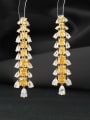 thumb Brass Cubic Zirconia Leaf Luxury Cluster Earring 4