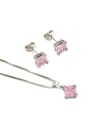 thumb Brass Square Cubic Zirconia Earring and Necklace Set 1