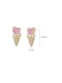 thumb Brass Cubic Zirconia Pink Ice cream Dainty Stud Earring 3