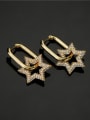 thumb Brass Cubic Zirconia  Vintage Five-pointed star Huggie Earring 1